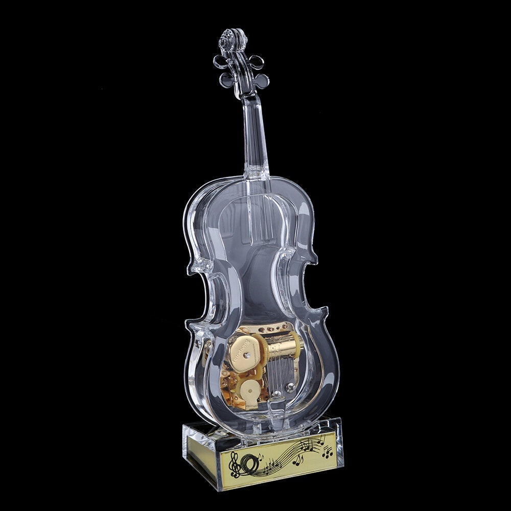 Mechanical Wind-up Violin Shape Music Box Home Decoration Birthday Gifts