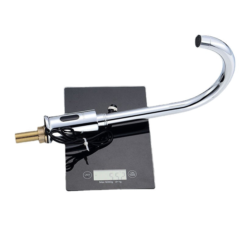 Zinc Alloy Automatic Infrared Sensor Kitchen Basin Sink Faucet Smart Touchless Single Cold Tap Handle Deck Mount w/ Hose Controller Box