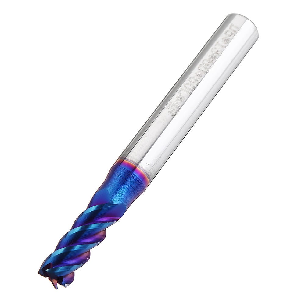 HRC60 5/6/8mm 4 Flutes Blue NACO Coated Tungsten Carbide Milling Cutter CNC Tool