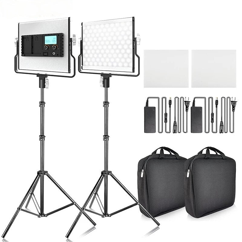 LED Video Light 2 Set Photographic Light with Tripod for Studio YouTube Video Shooting Photography