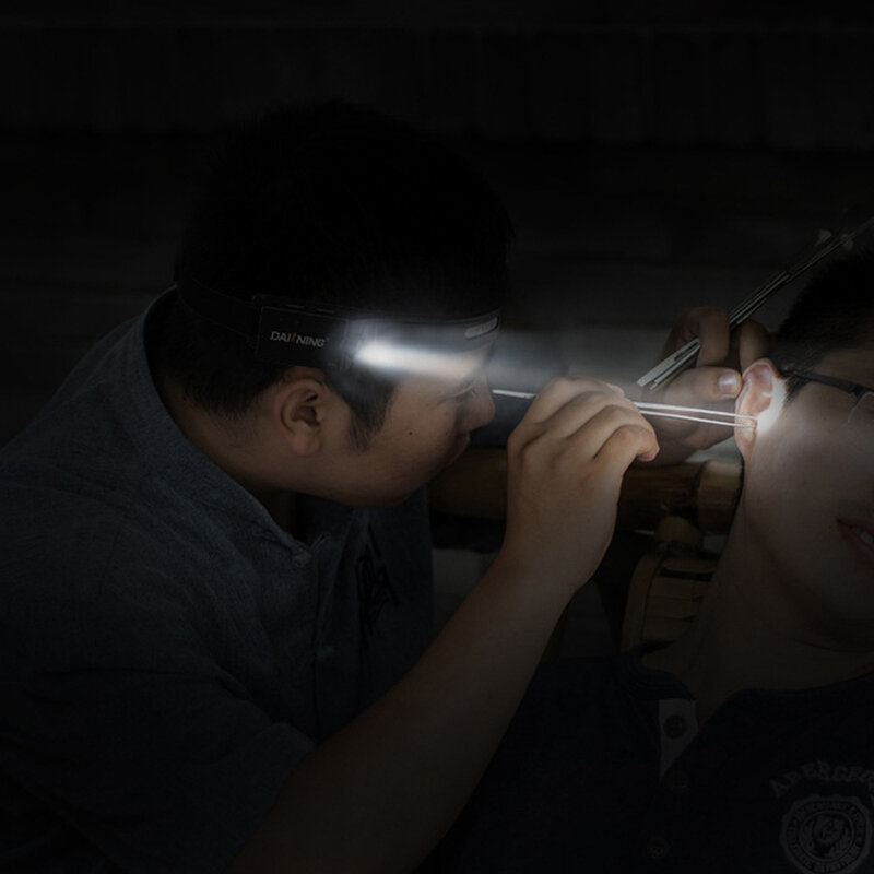 COB Head Lamp 6 Modes USB Rechargeable Brightness Sensable Double Light Waterproof Lightweight Outdoor Headlamp