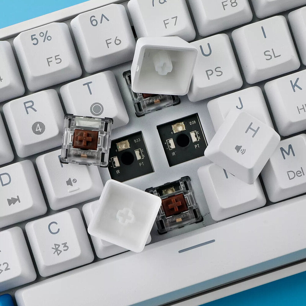 Programmable Gaming Mechanical Keyboard 61 Keys Full-Key PBT Translucent Keycaps Dual-Mode Bluetooth 5.1 Type-C Wired 60% Compact Keyboard