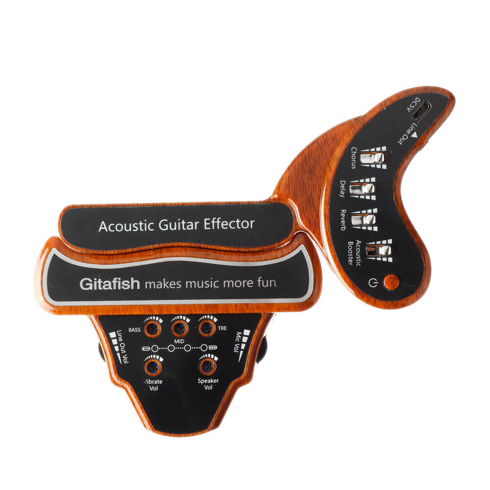 Acoustic Guitar Effector Reverb Delay Chorus Effects 3-Band EQ Volume Adjustment Built-in Rechargeable Battery