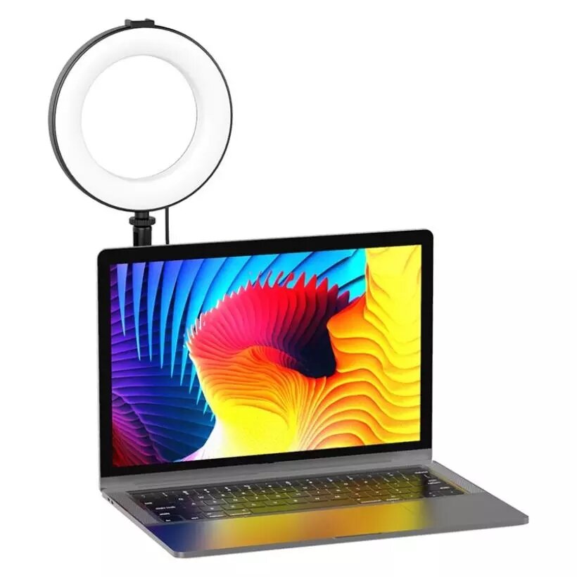 Ring Light LED Video Light Video Conference Light with Suction Cup Laptop Live Streaming Fill Light 6 Inches 3200k-6500k