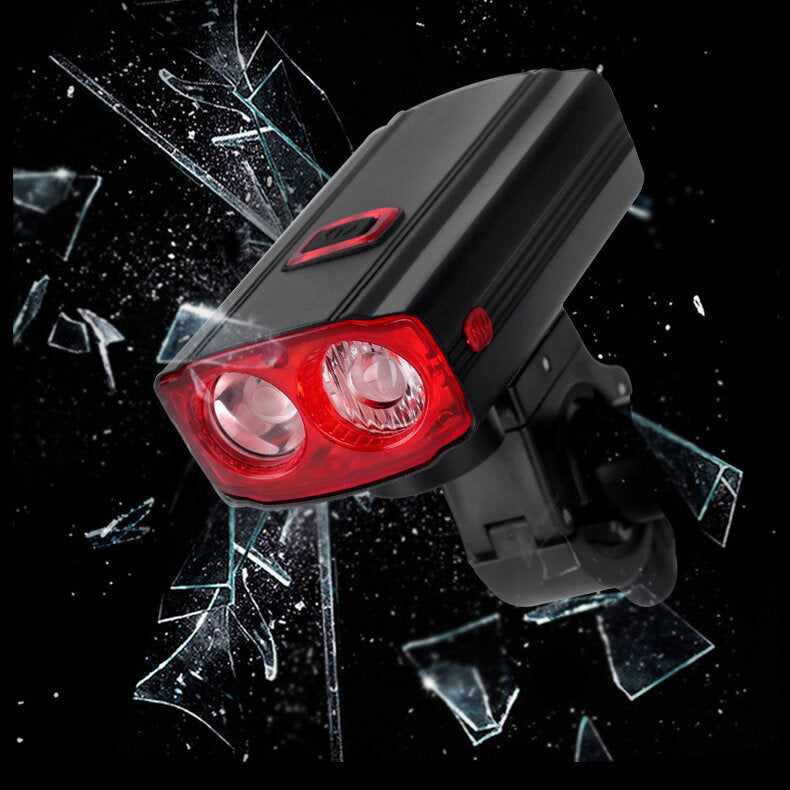 5-Modes 2*T6 LED USB Charging Bicycle Headlights 6-Horns Sounds Waterproof Bike Front Light For MTB Rode Electric Bike