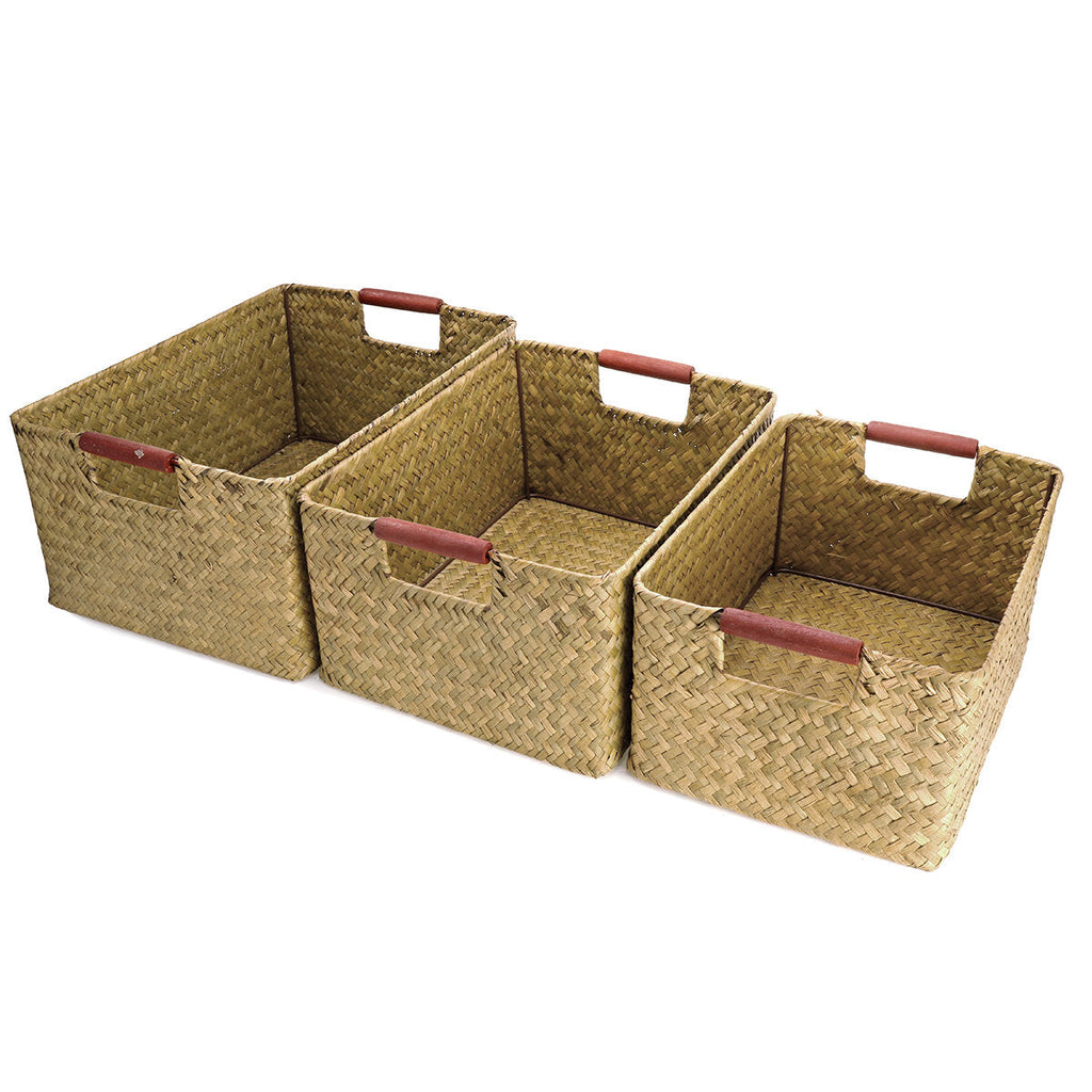 Seagrass Woven Storage Basket Flower Basket Storage Holder Plant Pot Laundry Organizer Bag Garden Decoration