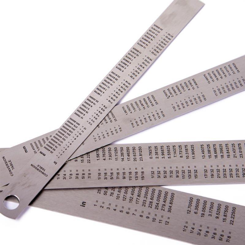 1Pcs 15cm/20cm/30cm/50cm Stainless Steel Straight Ruler Double Scale Student Rulers Painting Drawing Measuring Tool School Office Supplies Stationery