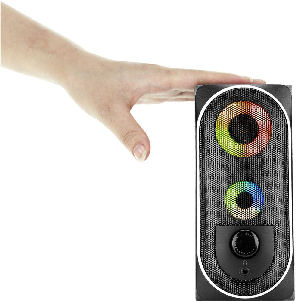 Mini Speaker Deep Bass RGB Streamer Light Effect 3.5mm USB Powered Desktop Loudspeaker for Laptop Computer Phone