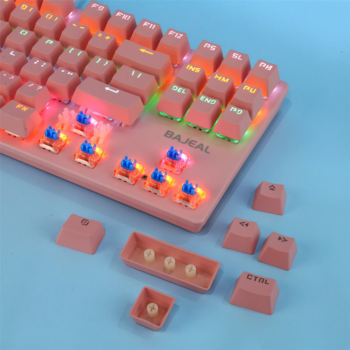 87 Keys Mechanical Keyboard USB Wired Hot Swappable Blue Swtich Colorful LED Backlight Gaming Keyboard for Gaming Typing Office