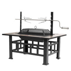 37inch Metal Fire Pit BBQ Grill Patio Garden Backyard Stove with Brazier Cover Outdoor Camping Picnic