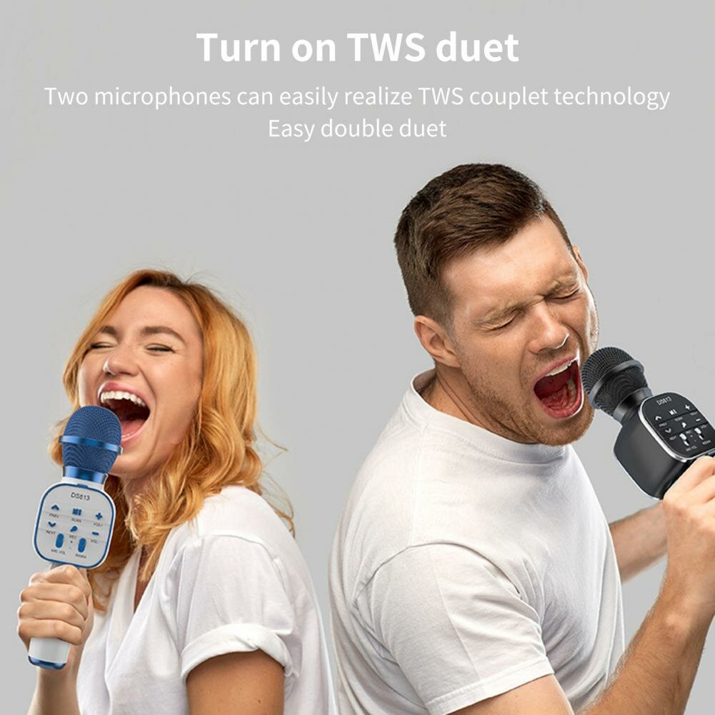 Handheld Microphone Versatile Sound Change Metal Bluetooth 5.0 Condenser Mic Music Player for Singing