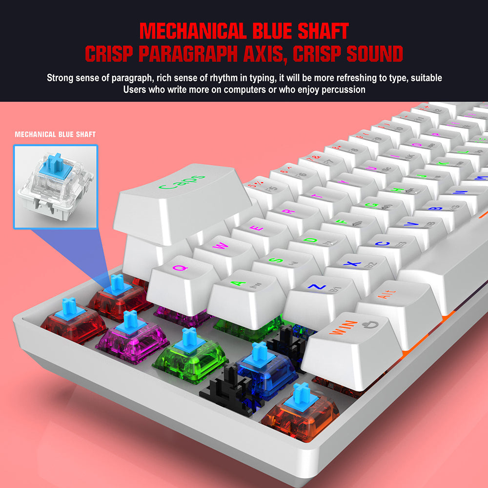 Mechanical Keyboard 61 Keys Triple Mode Wireless Bluetooth 5.0 2.4GHz Type-C Wired Blue Switch RGB Backlit Gaming Keyboard