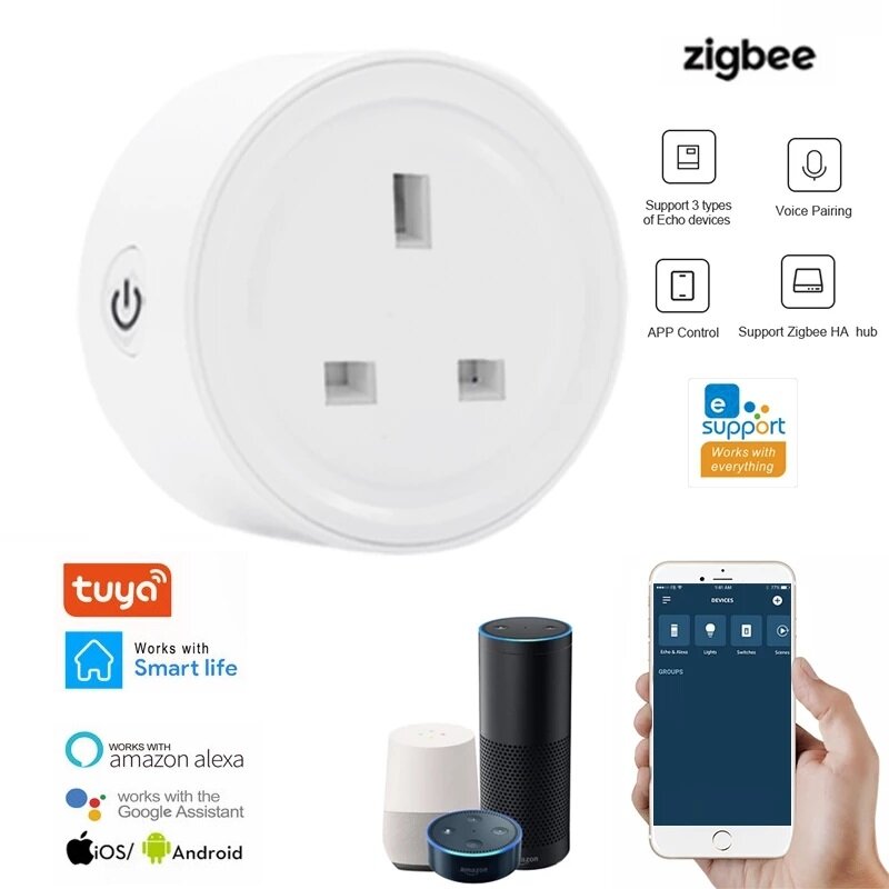 Smart Plug US Socket Mini Switch Voice Control Plug Works with Alexa Google Home