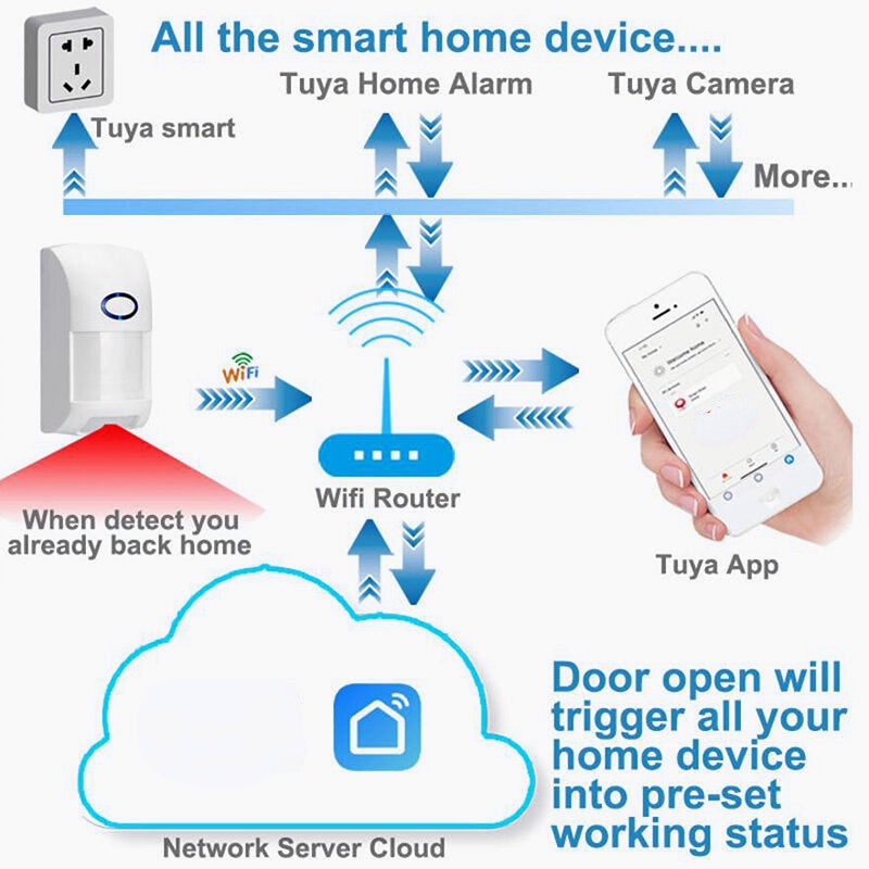 Smart Life APP WiFi Infrared Human Body Alarm Work with Google Alexa