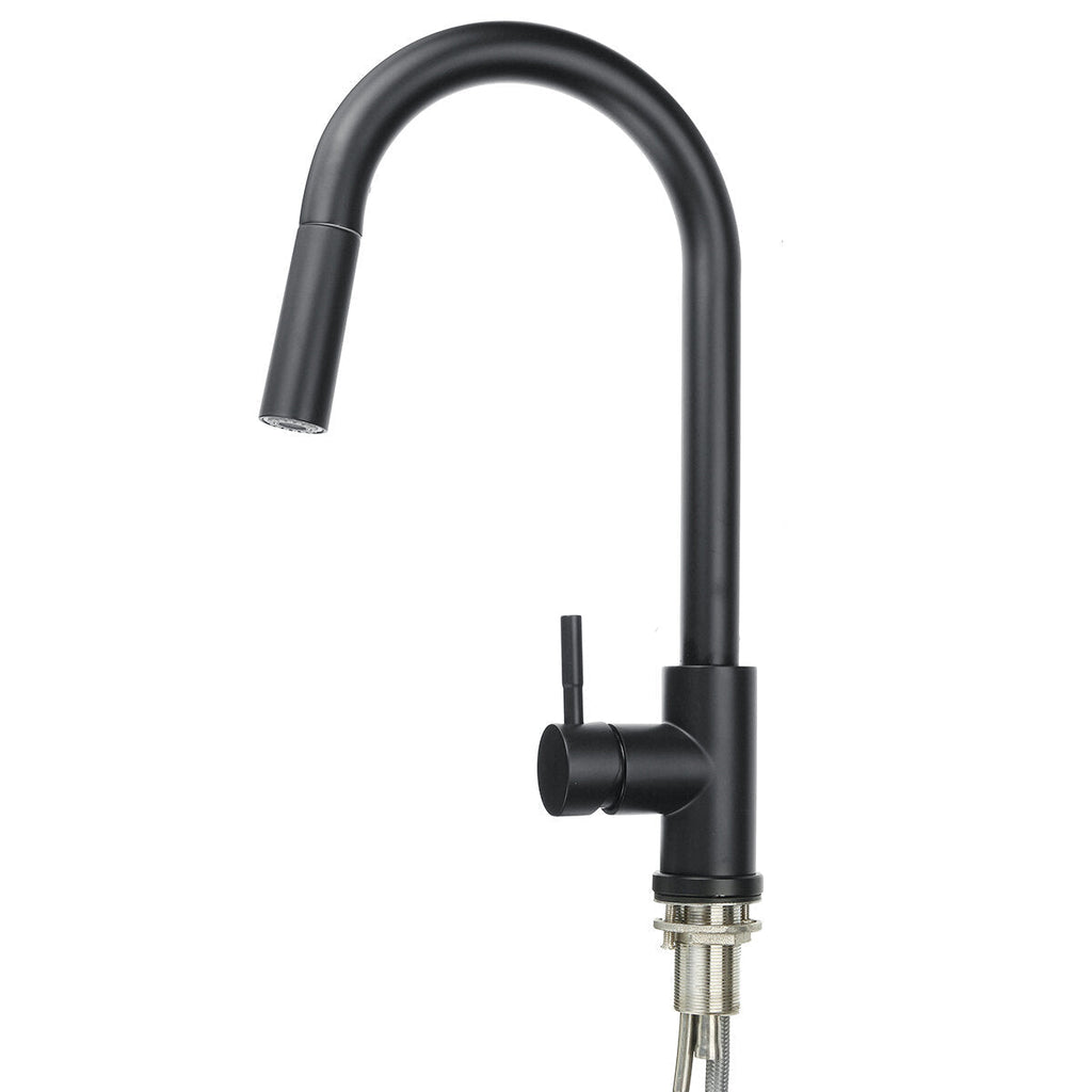 304 Stainless Steel Kitchen Pull Out Faucet Sprayer Black Paint Double-Feed Pipe Sensor Tap Thin Head Stretch
