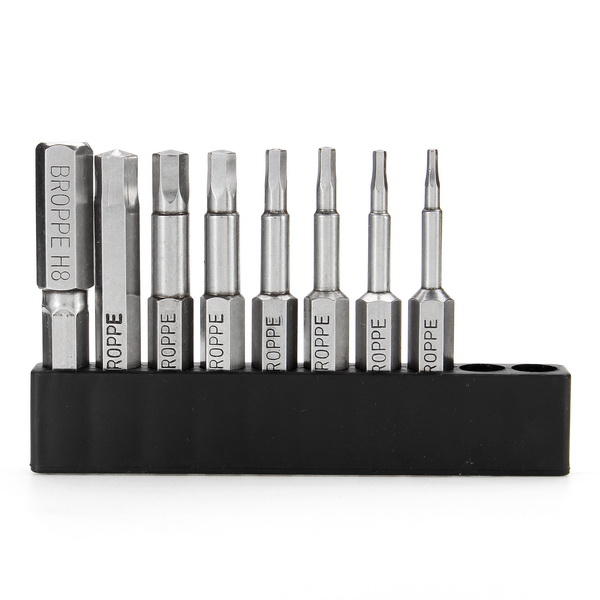 8pcs 50mm H1.5-H8 Hex Head Screwdriver Bit 1/4 Inch Hex Shank Magnetic Screwdriver Bits