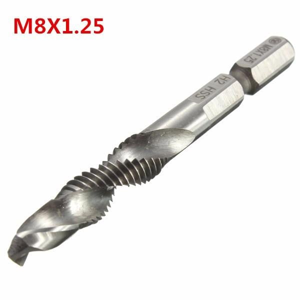 HSS 1/4 Inch Hex Shank Combination Metric Drill Tap Bit M3/M4/M5/M6/M8/M10