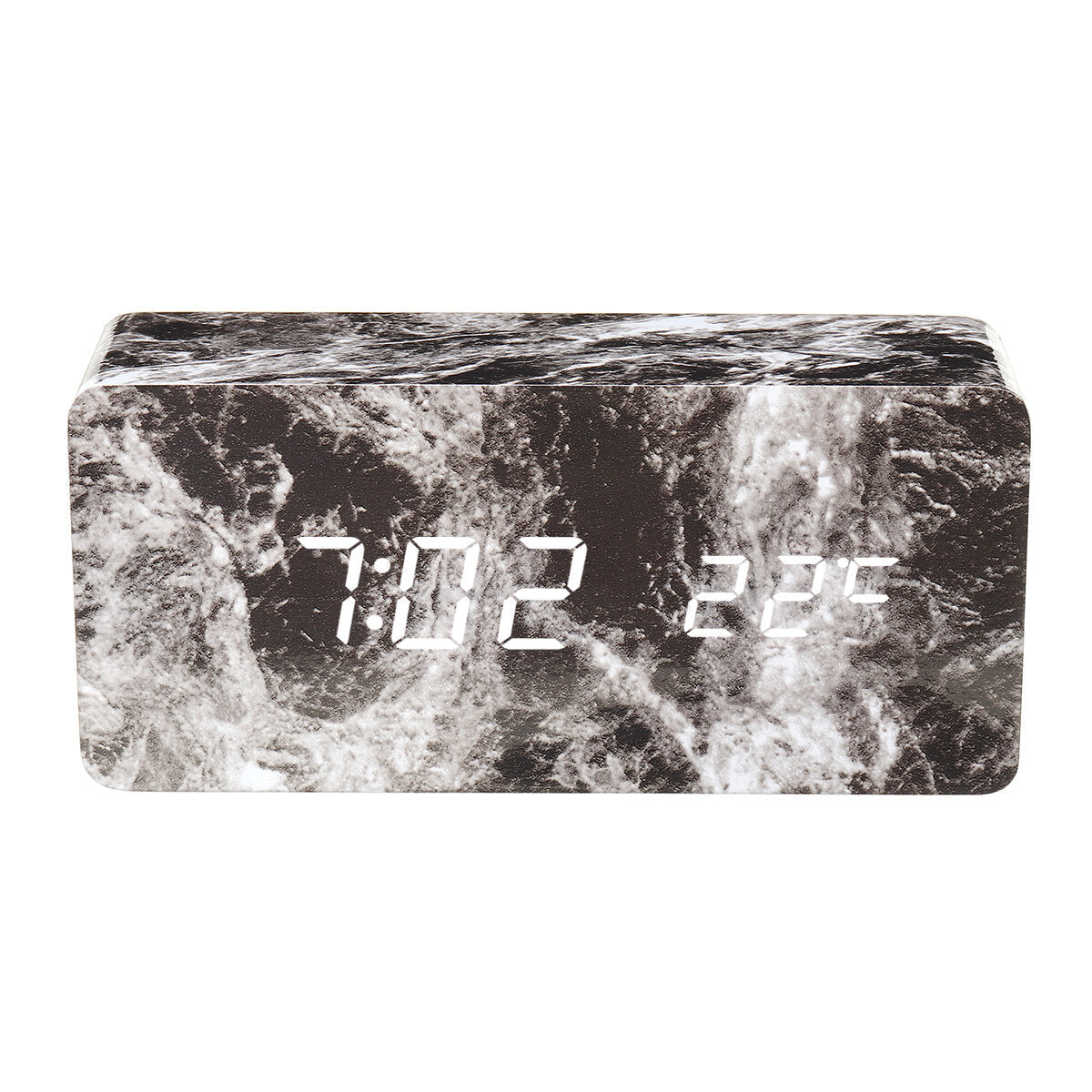 LED Marble Pattern Alarm Clock Creative Led Voice Control Digital Electronic Desktop Clock Temperature Display