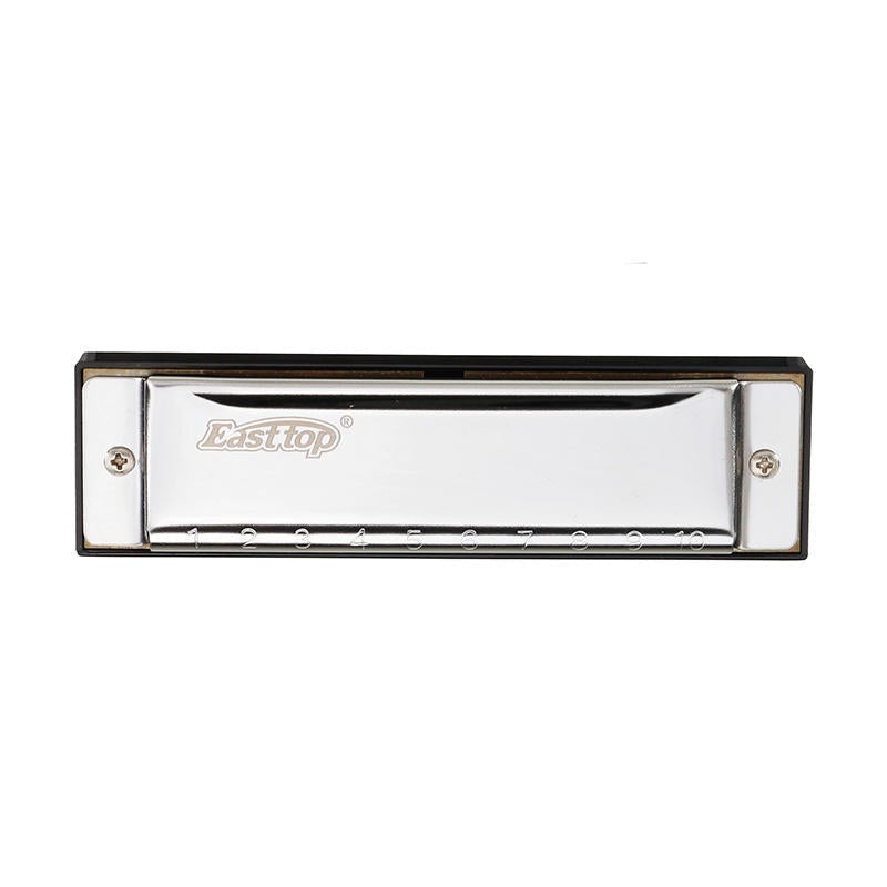 C Key 10 Holes Harmonica Blues Harp Stainless Steel Cover Plate with Plastic Box