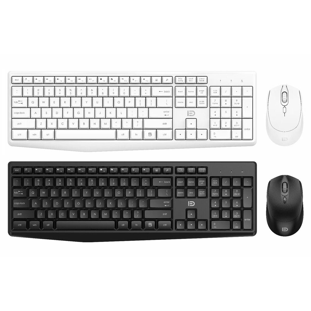2.4G Wireless Keyboard & Mouse Set 106 Keys Business Keyboard 1500DPI 3 Buttons Silent Optical Home Office Mice for Computer Laptop PC