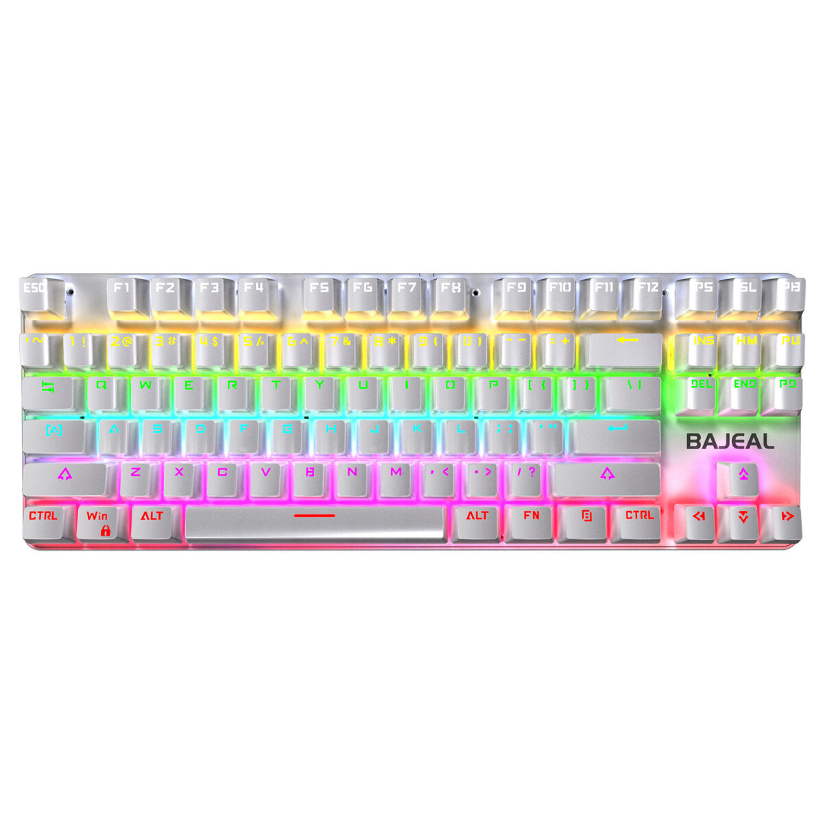 Mechanical Keyboard 87 Keys USB Wired Hot Swappable Blue Swtich Colorful LED Backlight Gaming Keyboard for Gaming Typing Office