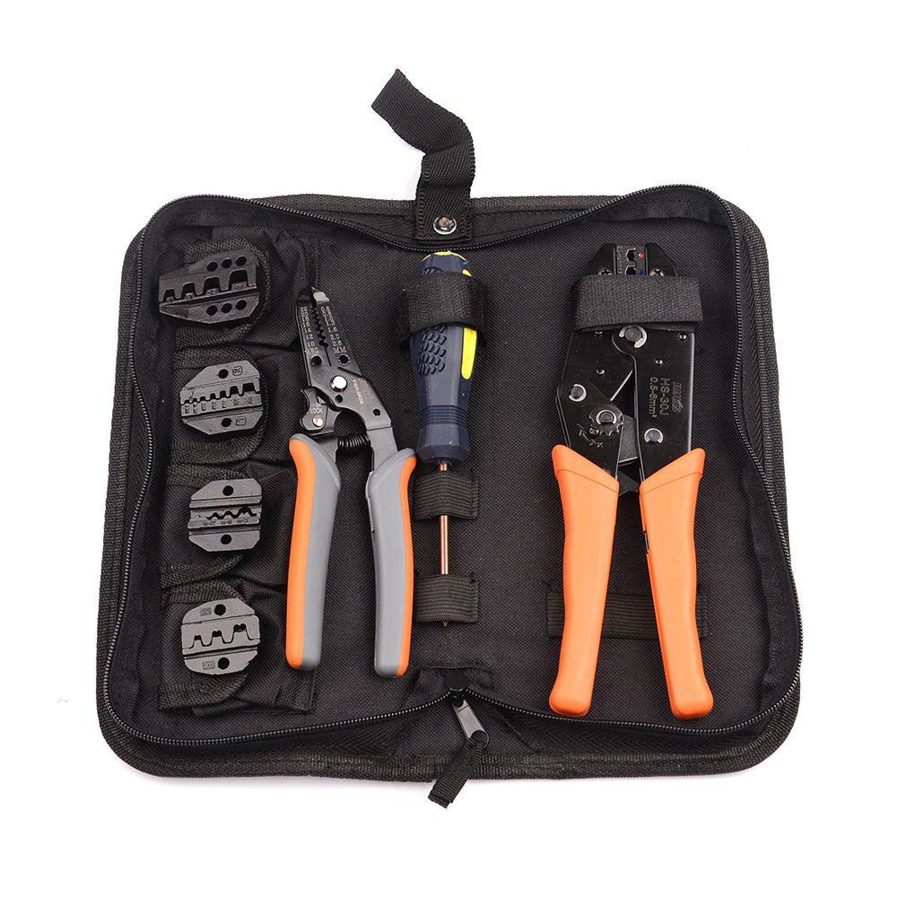 Crimping Tool Kit 5 Changeable Iaws for Insulated and Non-insulated 0.5-35mm