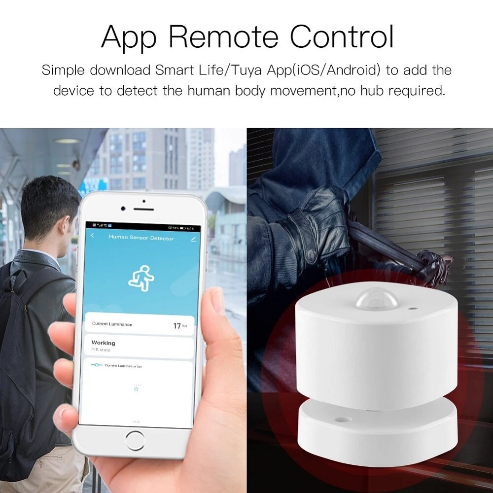 PIR Motion Sensor Human Sensor Detector Intelligent Linkage Smart Home Alarm System Smart Life Tuya App Control