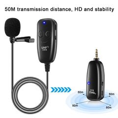 UHF Wireless Lavalier Microphone with Lapel Mic Transmitter & Receiver for Computer Speaker Phone DSLR Camera