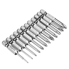 12Pcs 50mm S2 Alloy Steel Magnetic Cross Head Screwdriver Bits 1/4 Inch Hex Shank