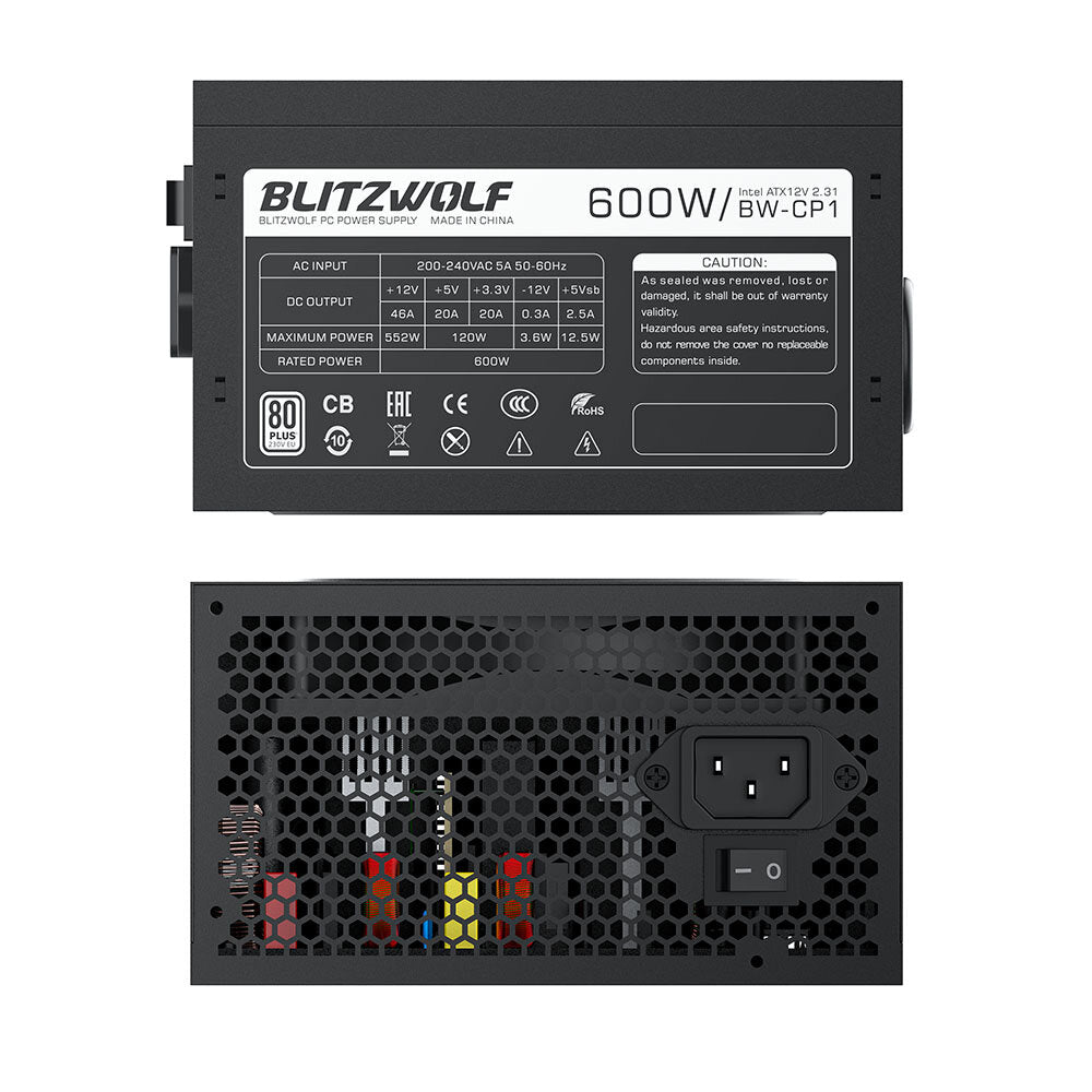 White Power Supply 400W/600W PC ATX 80PLUS Certified With 7 Prevention Technology Wide Range Voltage Heat Dissipation Multiple Protection