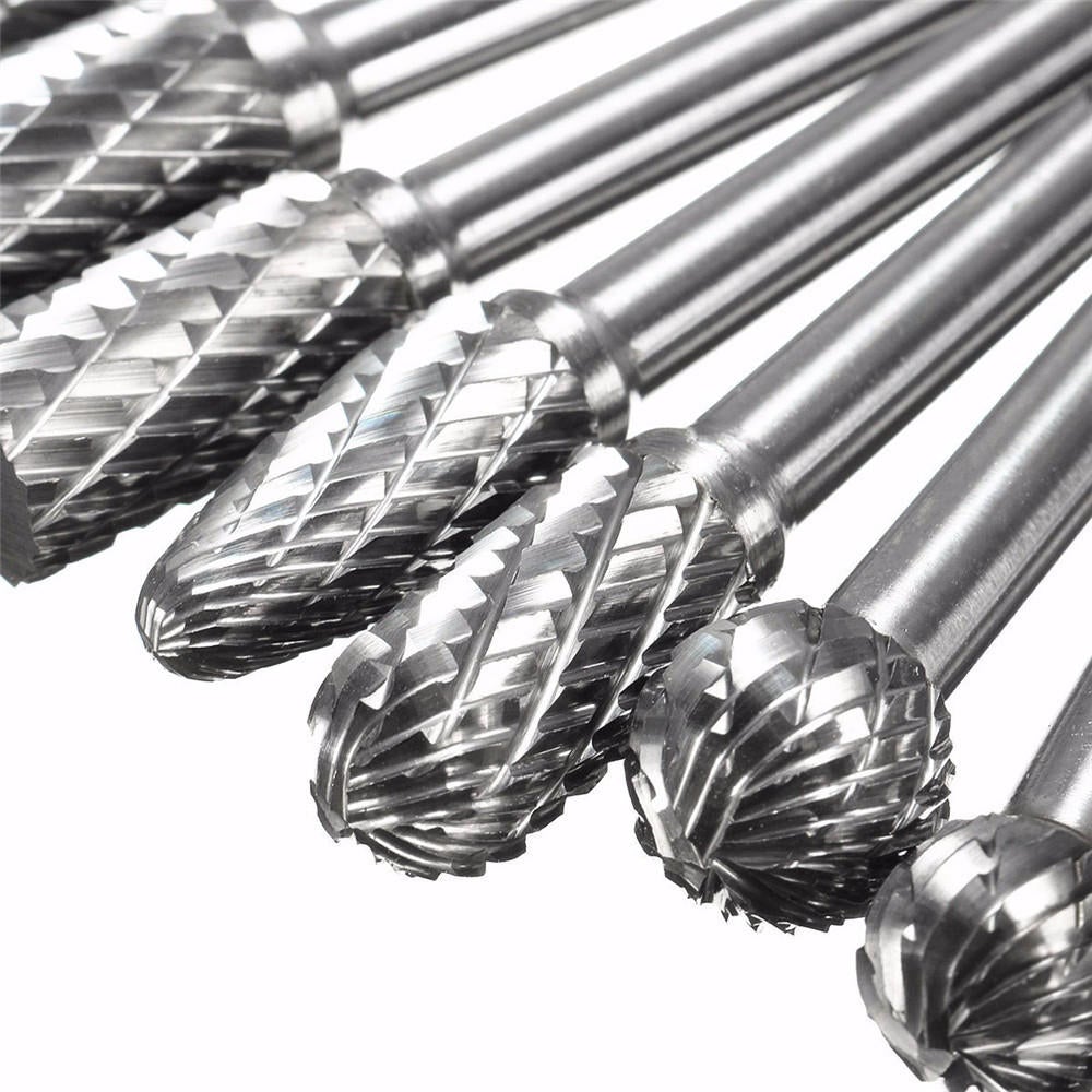8pcs 1/4 Inch Shank Double Cut Carbide Rotary Burr Die Grinder Grinding Head Bit Tool Set