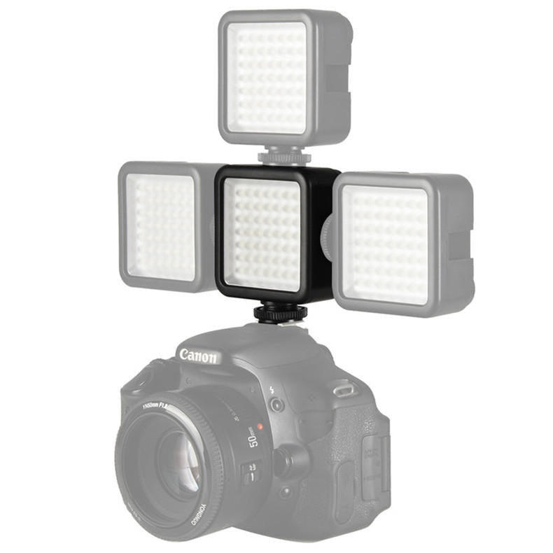Mini Camera LED Video Light Interlock with 3 Hot Shoe Mount
