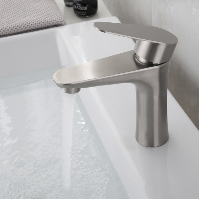 Stainless Steel Bathroom Basin Faucet Single Handle Hole Lead Free Hot And Cold Water Mixer Taps With Hoses