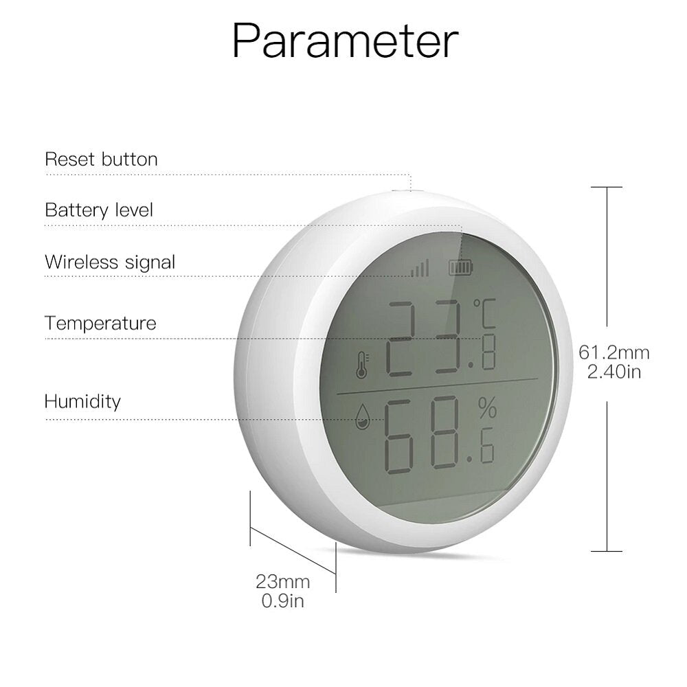 Smart Temperature And Humidity Sensor LCD Display Battery Powered with Smart Life App Alexa Google Home