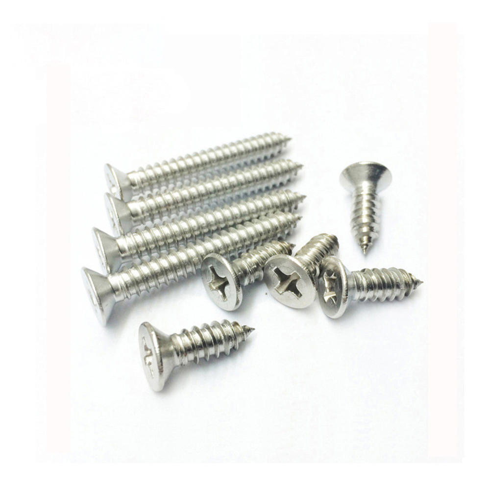 M4SP4 100Pcs M4 304 Stainless Steel Cross Flat Head Self Tapping Screw Wood Screws Speaker Screws Optional Length