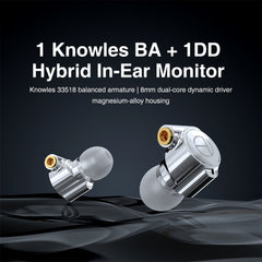 Knowles BA DD Drive In Ear Earphone Earphone Metal Earphone Earbud With MMCX Silver-plated Cable M10 V90 VX BA5 ST1