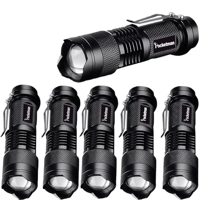 Powerful Tactical Flashlights Portable LED Camping Lamps 3 Modes Zoomable Torch Light Lanterns Self Defense 6pcs