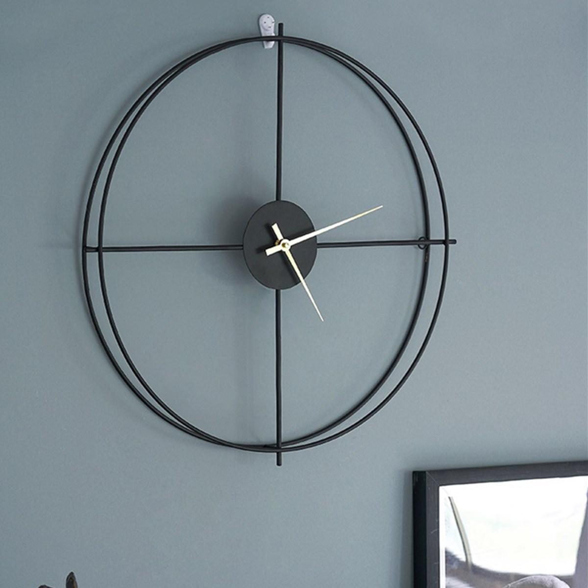 50cm Large Modern Hollow Double Ring Wall Clock Home Bedroom Bar Hotel Decor