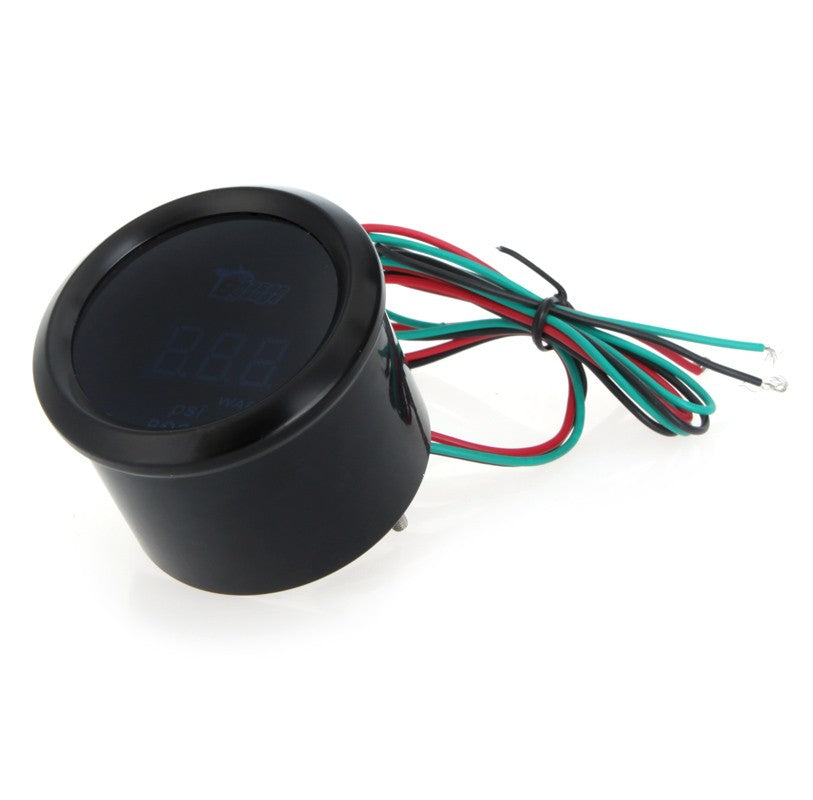 Digital Oil Pressure Meter Gauge with Sensor for Auto Car 52mm 2in LCD 0~120PSI Warning Light Black