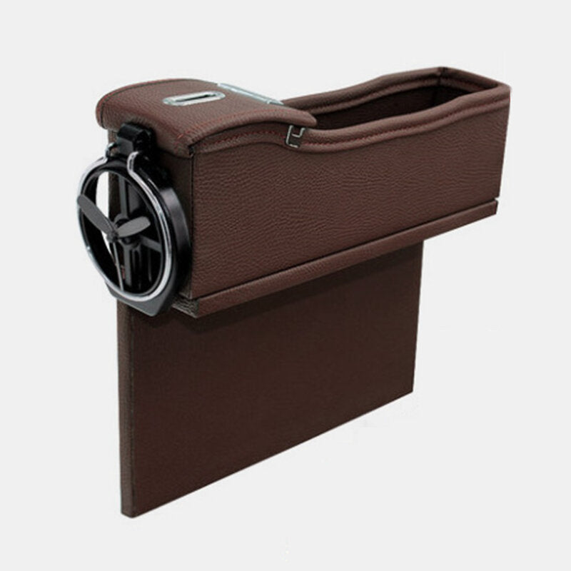 Car Seat Gap Storage Box Multifunction Leather Car Water Cup