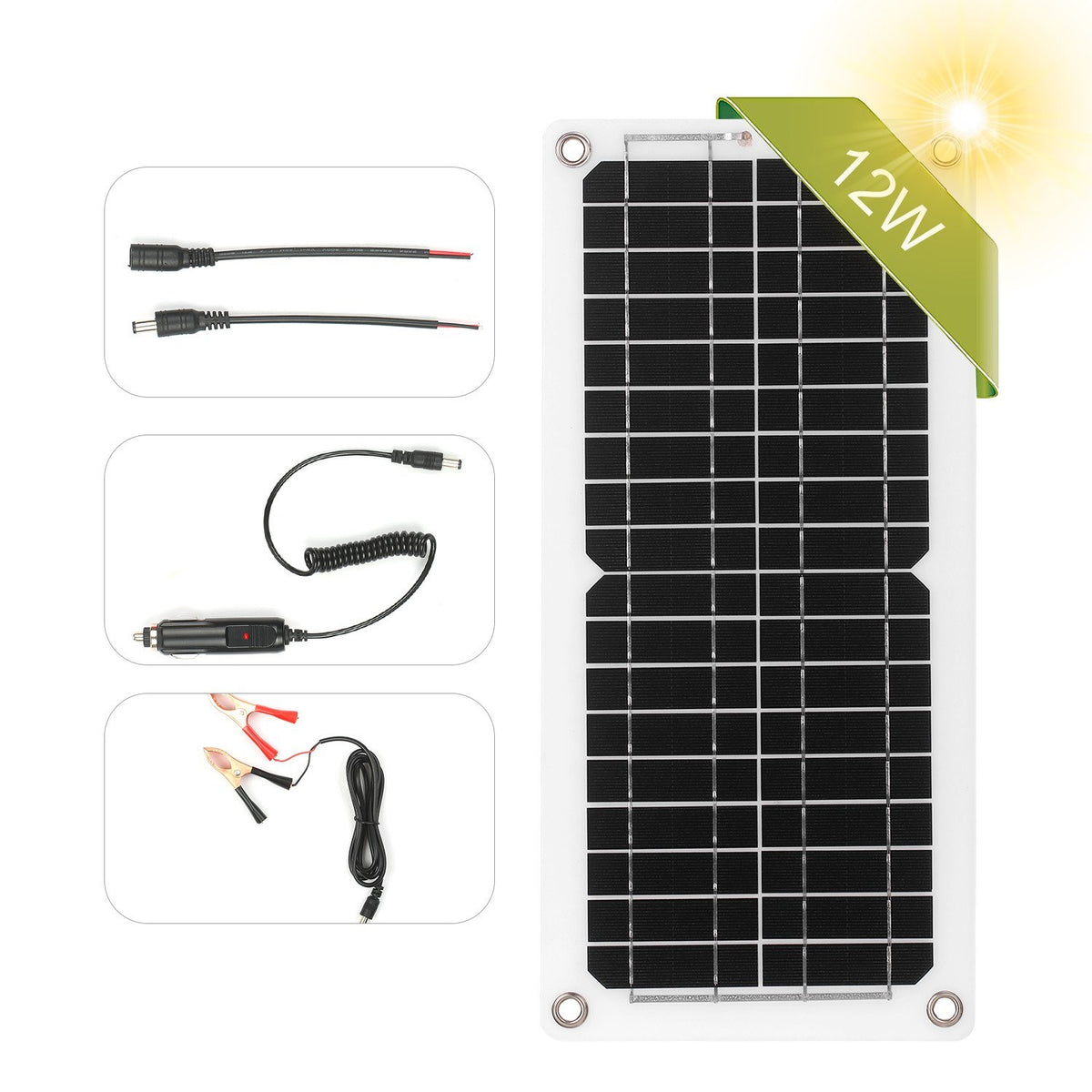 12W 12V Solar Panel Kit USB Port Off Grid Monocrystalline Module