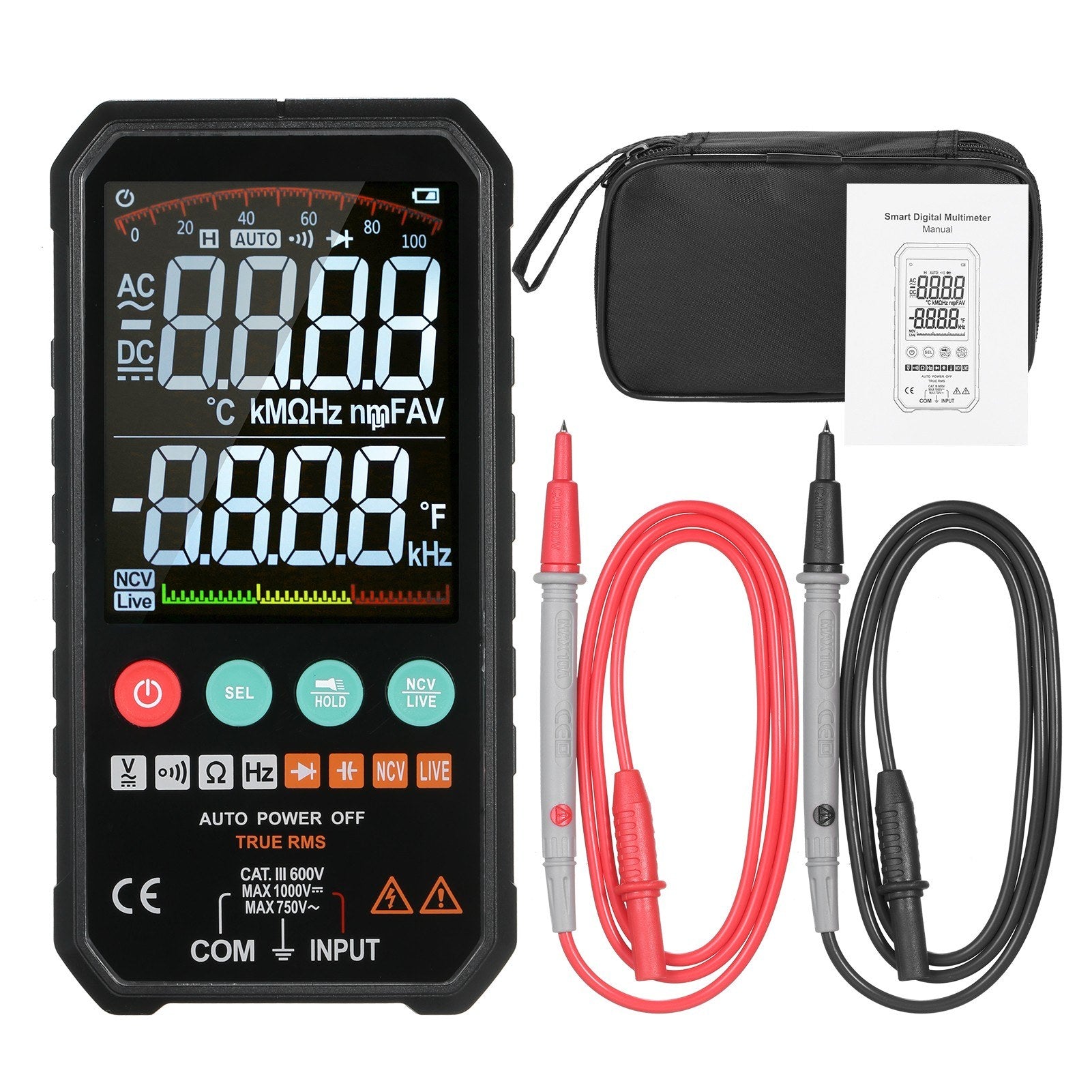 Super Slim Palm Size 3.3-inch LCD Digital Multimeter 6000 Counts True RMS Universal Meter