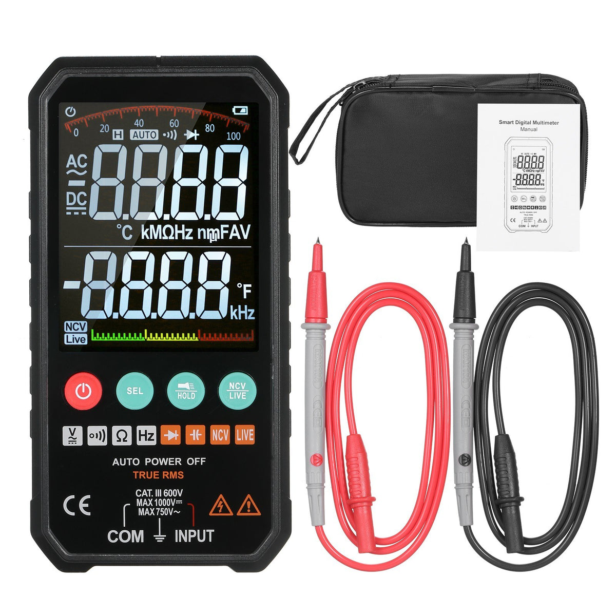 Super Slim Palm Size 3.3-inch LCD Digital Multimeter 6000 Counts True RMS Universal Meter