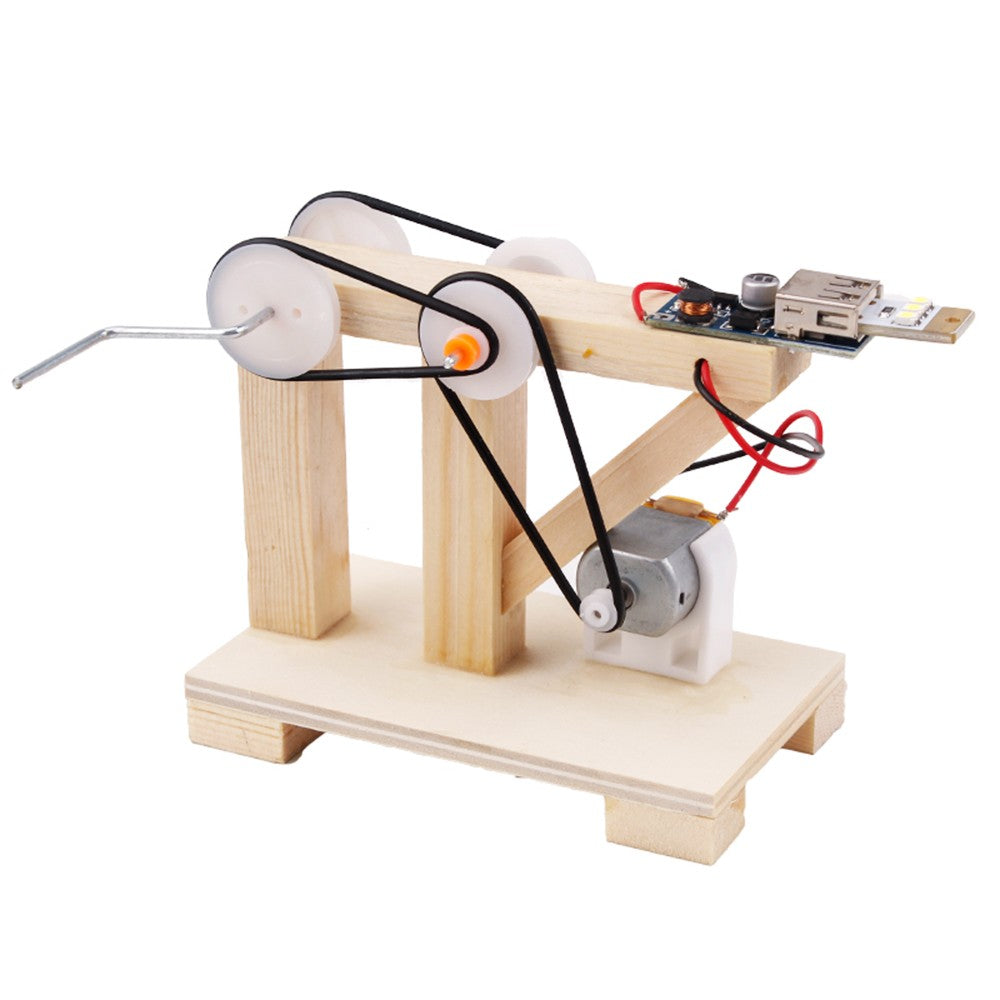 DIY Wood Hand Generator Building Kit Manual Model Material Set