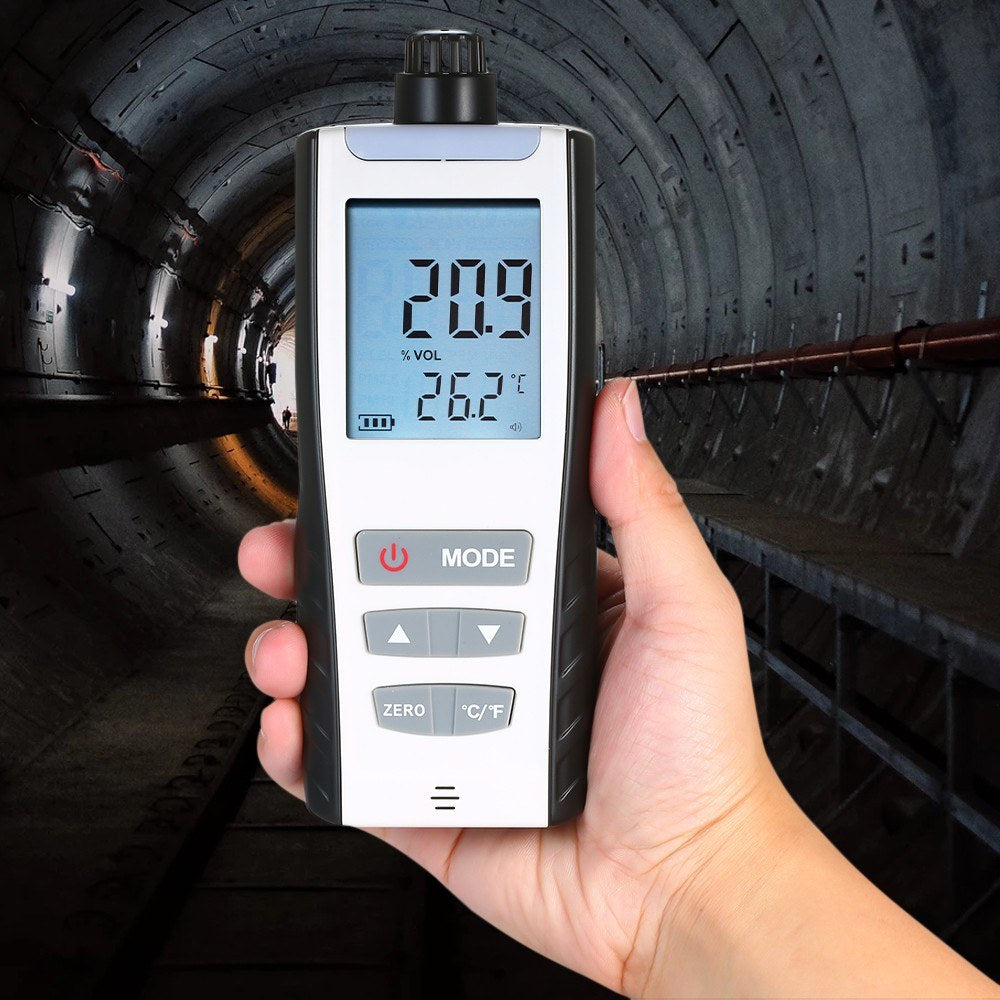 Oxygen Meter Portable Oxygen(O2) Concentration Detector with LCD Display and Sound-light Vibration Alarm