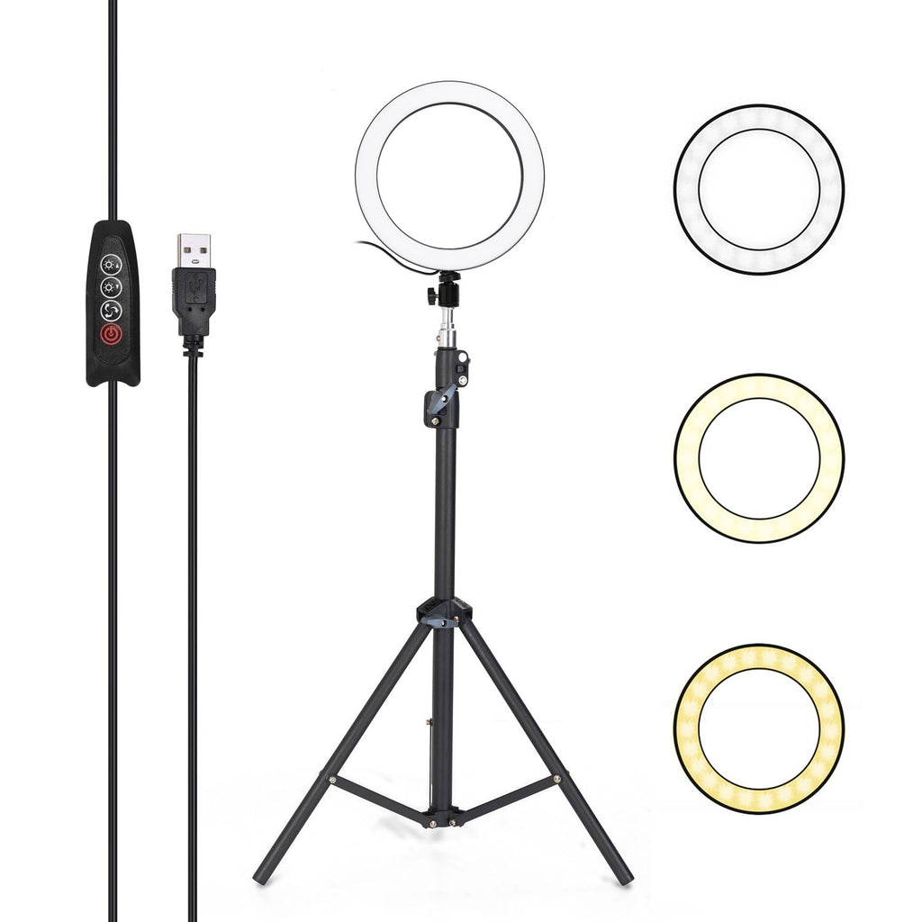 Alloy Photography LED Selfie Ring Light Dimmable Photo Camera Phone Lamp with 1.6M Stand Tripod