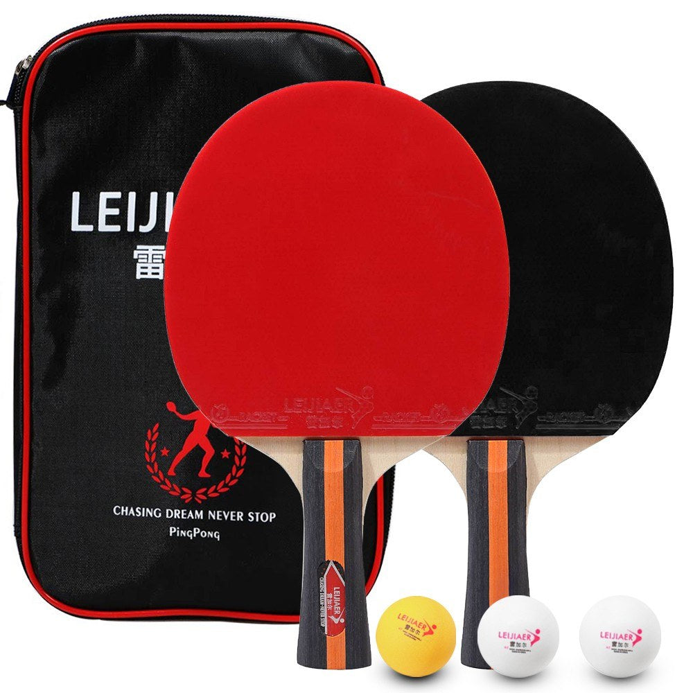 Table Tennis 2 Player Set Bats Rackets and 3 Ping Pong Balls with Cover Bag