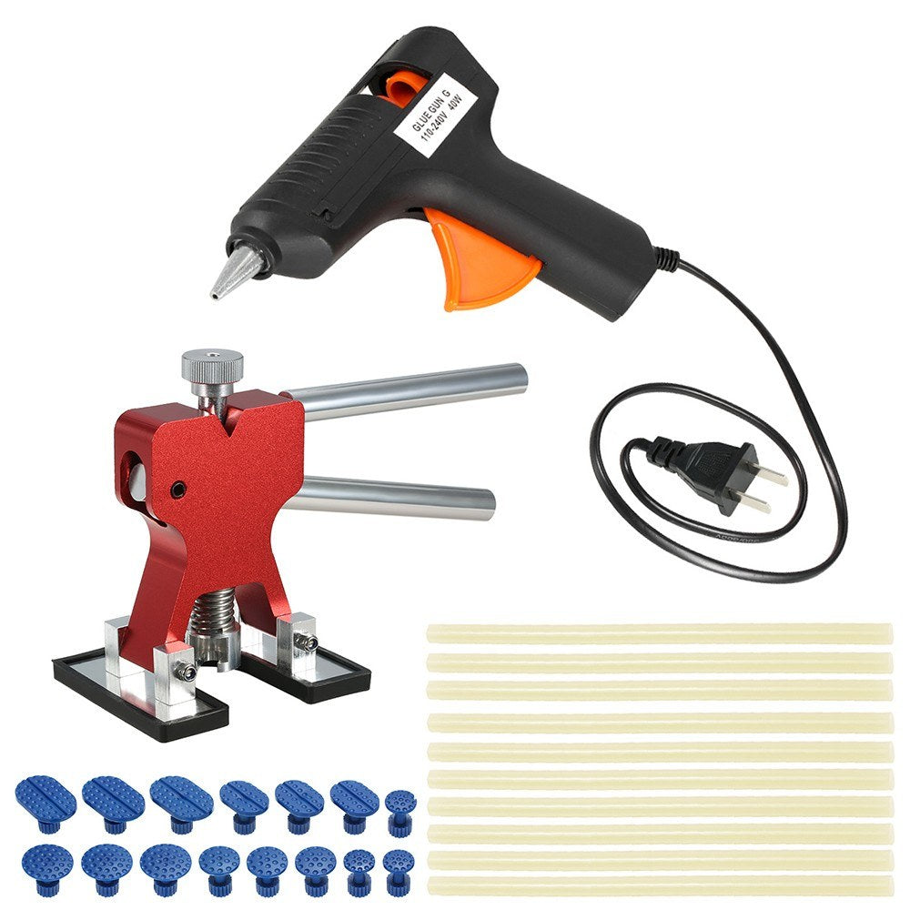 Car Paintless Dent Repair Tools Puller +15 Pcs Glue Tabs +110-240V 40W Hot Melt Gun w/ 5pcs Sticks