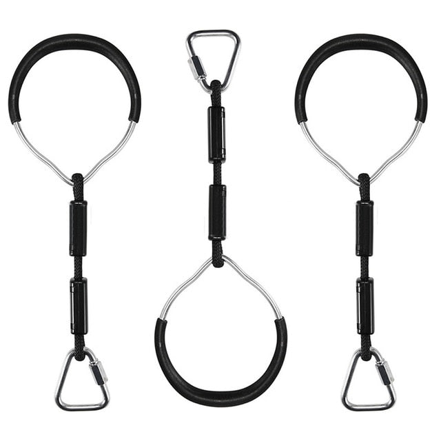 Heavy Duty Children Trapeze Bar Pull Up Gym Rings Colorful Backyard Gymnastic Ring Pack 3