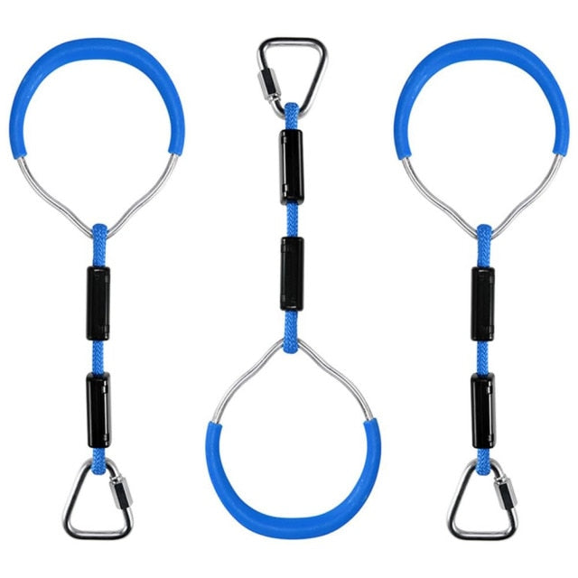 Heavy Duty Children Trapeze Bar Pull Up Gym Rings Colorful Backyard Gymnastic Ring Pack 3